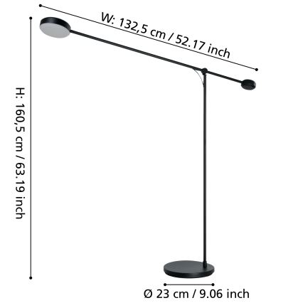 Eglo - LED Ljusreglerad beröring golvlampa LED/24W/230V