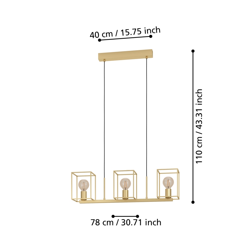 Eglo - Ljuskrona med upphängningsrem 3xE27/40W/230V