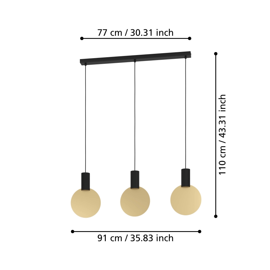 Eglo - LED ljuskrona med textilsladd 3xGU10/4,5W/230V 3000K