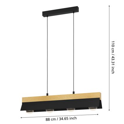 Eglo - Taklampa med 4xE27/40W/230V