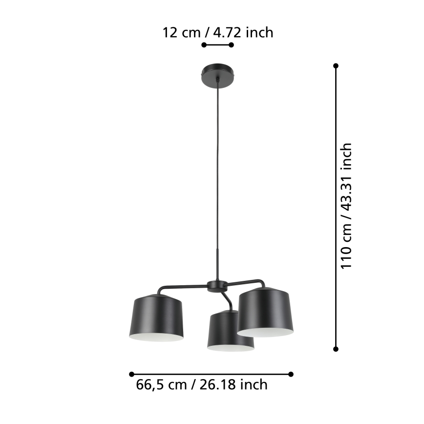 Eglo - Ljuskrona med upphängningsrem 3xE27/40W/230V