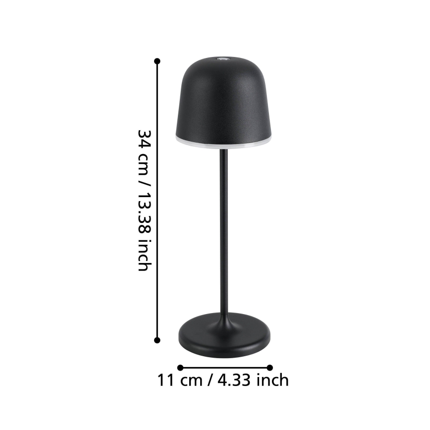 Eglo - LED Ljusreglerad utomhus rechargeable lampa LED/2,2W/5V 1800 mAh svart IP54