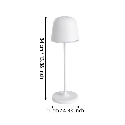 Eglo - LED Ljusreglerad utomhus rechargeable lampa LED/2,2W/5V 1800 mAh grå IP54