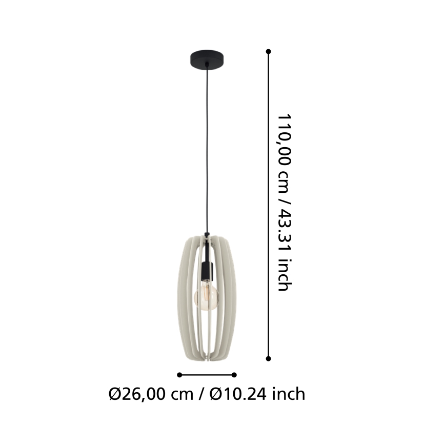 Eglo - Ljuskrona med upphängningsrem 1xE27/40W/230V grädde