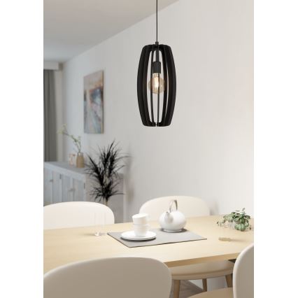 Eglo - Ljuskrona med upphängningsrem 1xE27/40W/230V svart