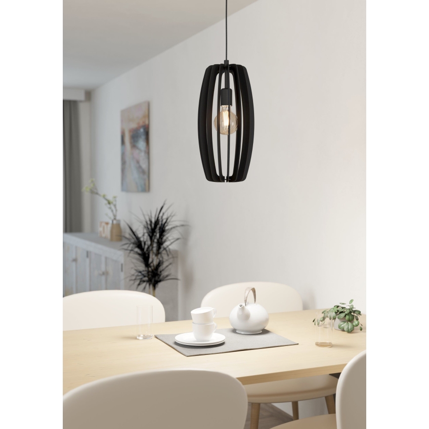 Eglo - Ljuskrona med upphängningsrem 1xE27/40W/230V svart
