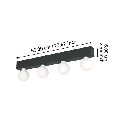 Eglo - Vägglampa 4xE27/40W/230V svart
