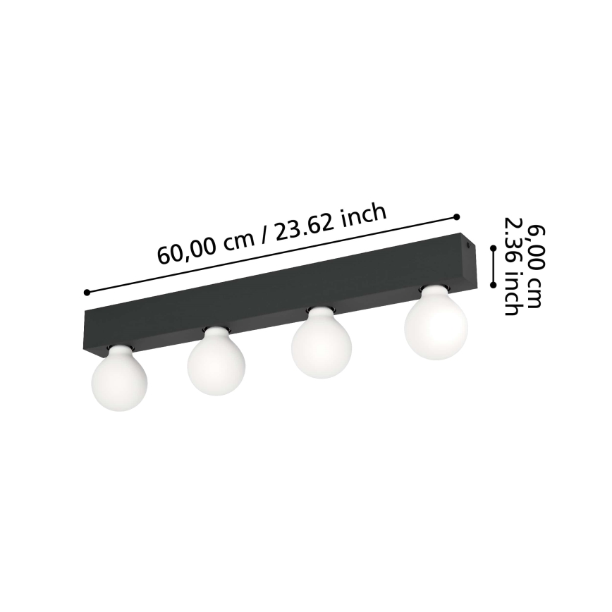 Eglo - Vägglampa 4xE27/40W/230V svart