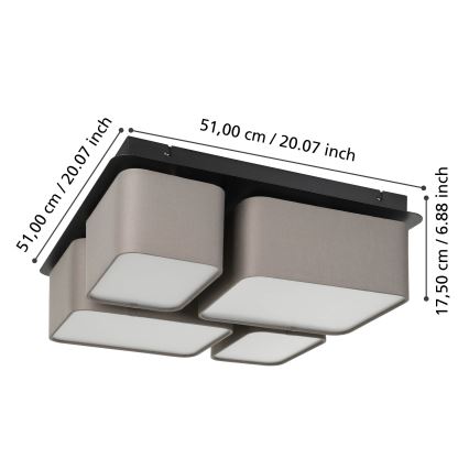 Eglo - Taklampa 4xE27/28W/230V