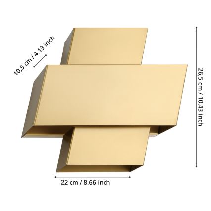 Eglo - Vägglampa 1xE27/40W/230V guld