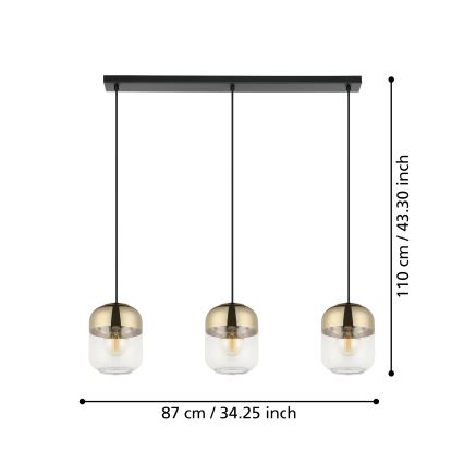 Eglo - Ljuskrona med upphängningsrem 3xE27/40W/230V