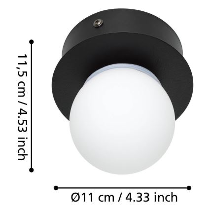 Eglo - LED taklampa för badrum LED/3,3W/230V IP44 svart