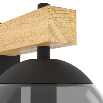 Eglo - Vägglampa för utomhusbruk 1xE27/40W/230V svart/trä IP44