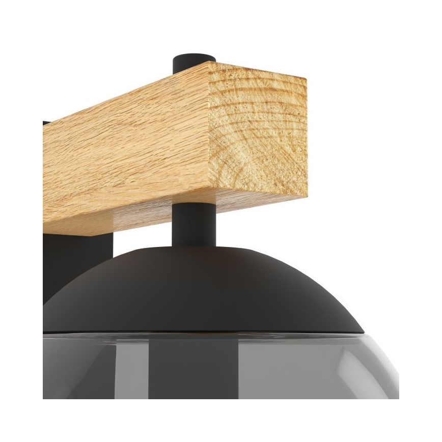 Eglo - Vägglampa för utomhusbruk 1xE27/40W/230V svart/trä IP44