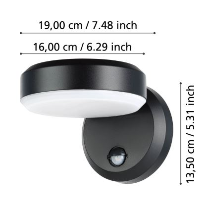Eglo - LED Utomhus vägglampa med sensor LED/10,8/230V IP44