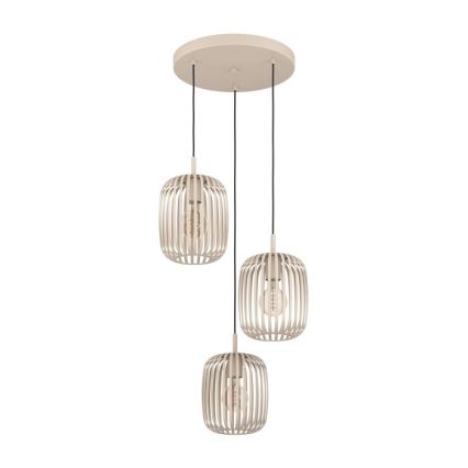Eglo - Ljuskrona med textilsladd 3xE27/40W/230V beige