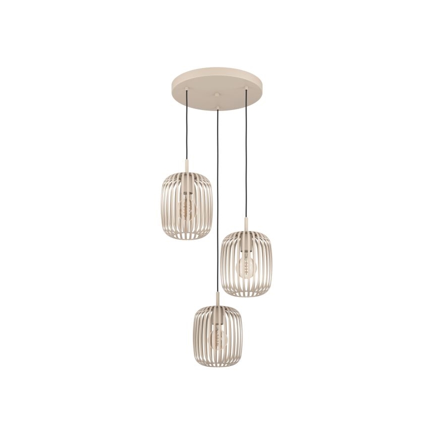 Eglo - Ljuskrona med textilsladd 3xE27/40W/230V beige
