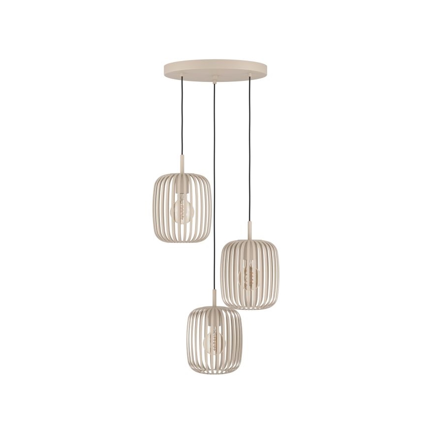 Eglo - Ljuskrona med textilsladd 3xE27/40W/230V beige
