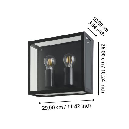 Eglo - Vägglampa för utomhusbruk 2xE27/40W/230V IP44
