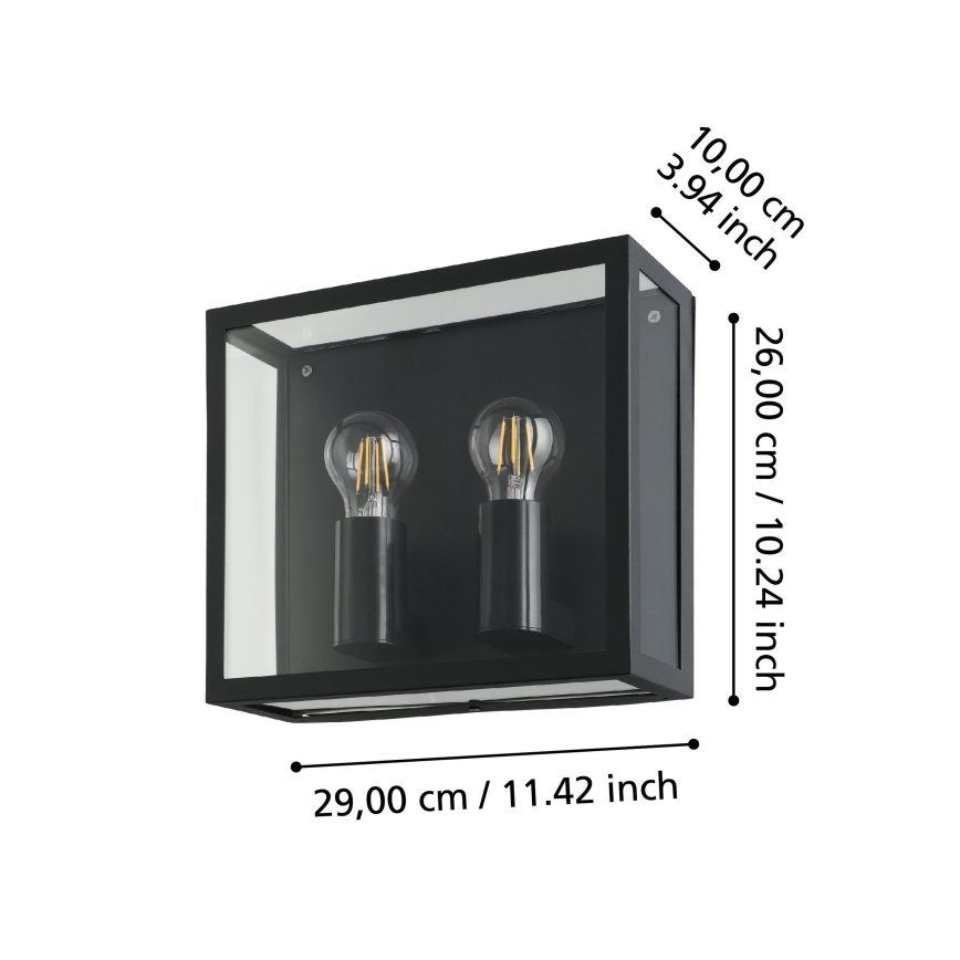 Eglo - Vägglampa för utomhusbruk 2xE27/40W/230V IP44