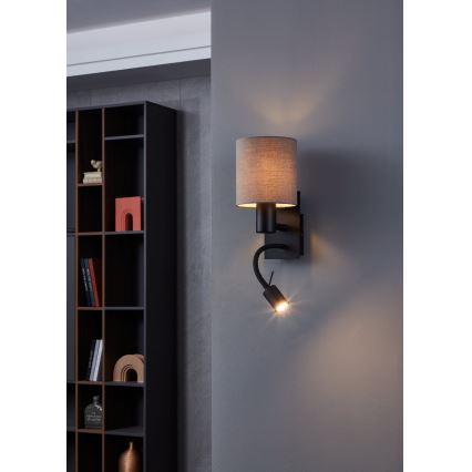 Eglo - LED väggbelysning 1xE27/40W/230V + LED/3,8W brun