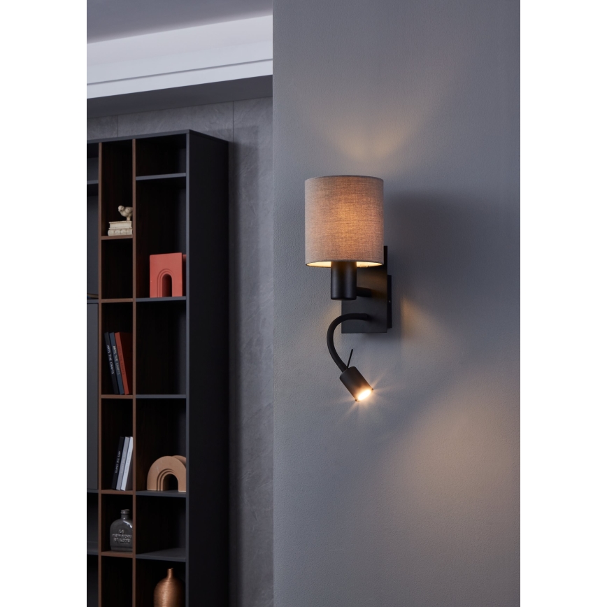 Eglo - LED väggbelysning 1xE27/40W/230V + LED/3,8W brun
