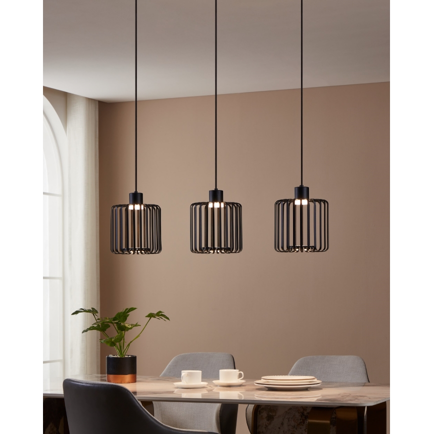 Eglo - LED RGBW Ljusreglerad ljuskrona på textilsladd 3xLED/3,7W/230V 2700-6500K