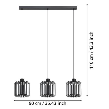 Eglo - LED RGBW Ljusreglerad ljuskrona på textilsladd 3xLED/3,7W/230V 2700-6500K