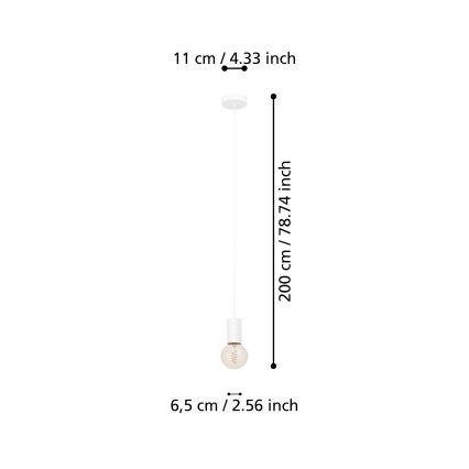 Eglo - Ljuskrona med textilsladd 1xE27/40W/230V vit