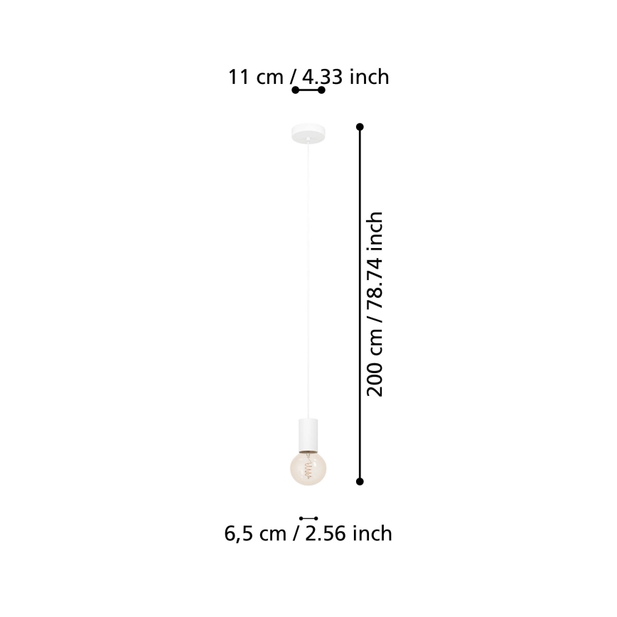 Eglo - Ljuskrona med textilsladd 1xE27/40W/230V vit