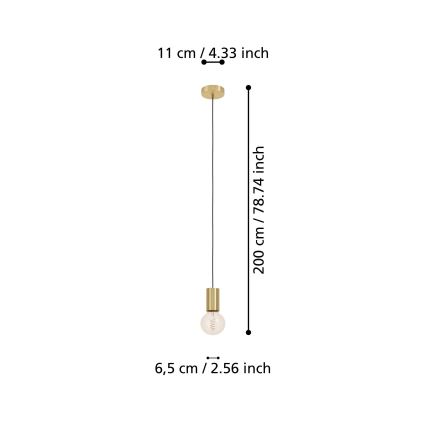 Eglo - Ljuskrona med textilsladd 1xE27/40W/230V guld