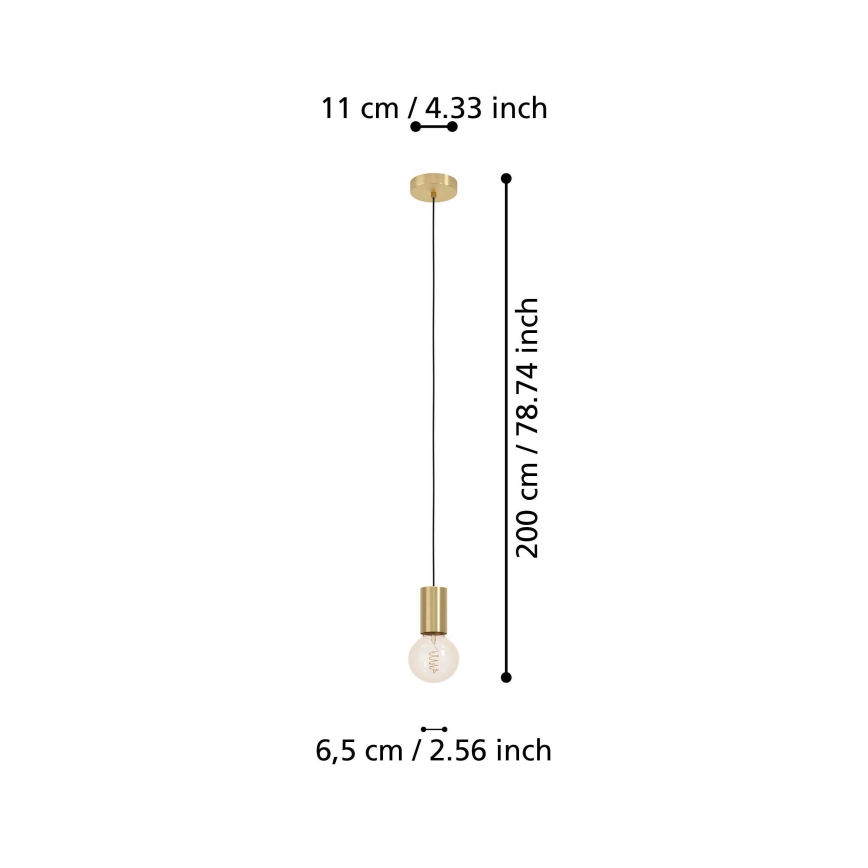Eglo - Ljuskrona med textilsladd 1xE27/40W/230V guld