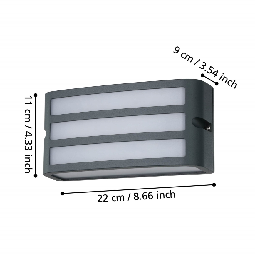Eglo - Vägglampa för utomhusbruk 1xE27/40W/230V antracit IP54