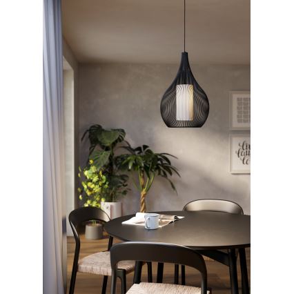 Eglo - Ljuskrona med textilsladd 1xE27/40W/230V svart
