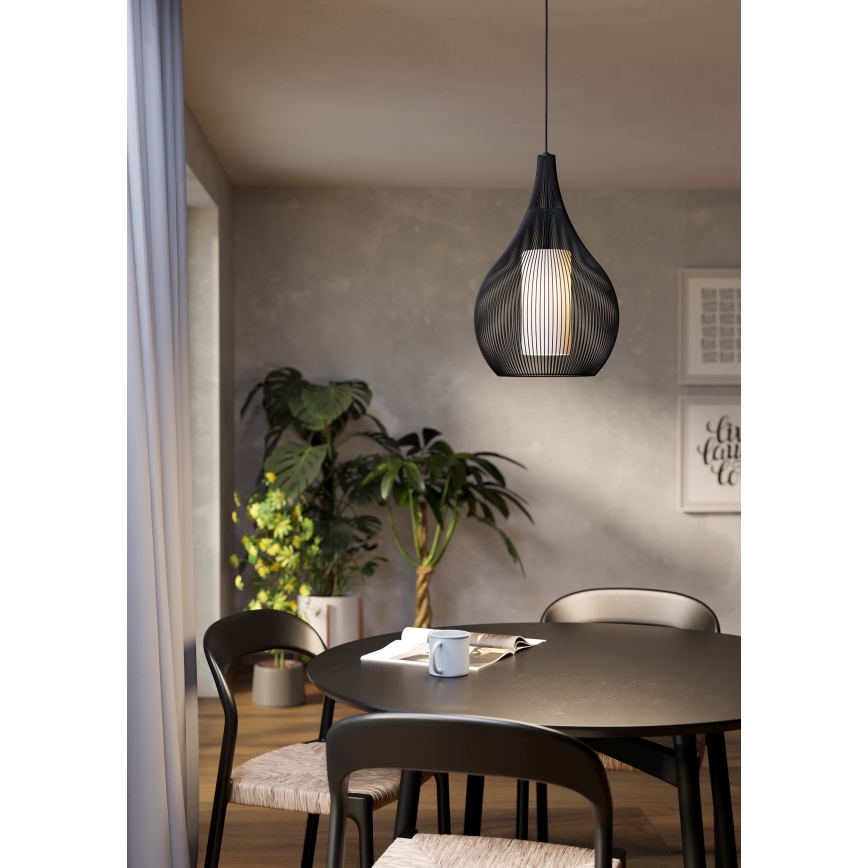 Eglo - Ljuskrona med textilsladd 1xE27/40W/230V svart