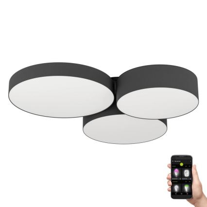 Eglo - RGBW Dimbar taklampa 3xLED/7,5W/230V 2700-6500K svart