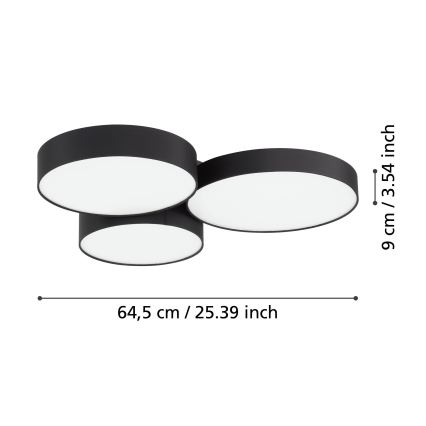 Eglo - RGBW Dimbar taklampa 3xLED/7,5W/230V 2700-6500K svart