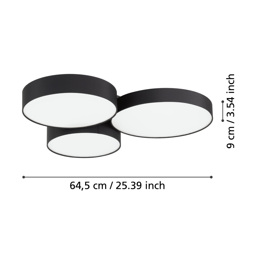 Eglo - RGBW Dimbar taklampa 3xLED/7,5W/230V 2700-6500K svart