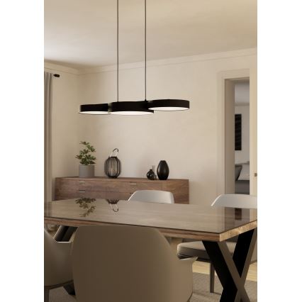 Eglo - LED RGBW Ljusreglerad ljuskrona på textilsladd 3xLED/7,5W/230V 2700-6500K svart