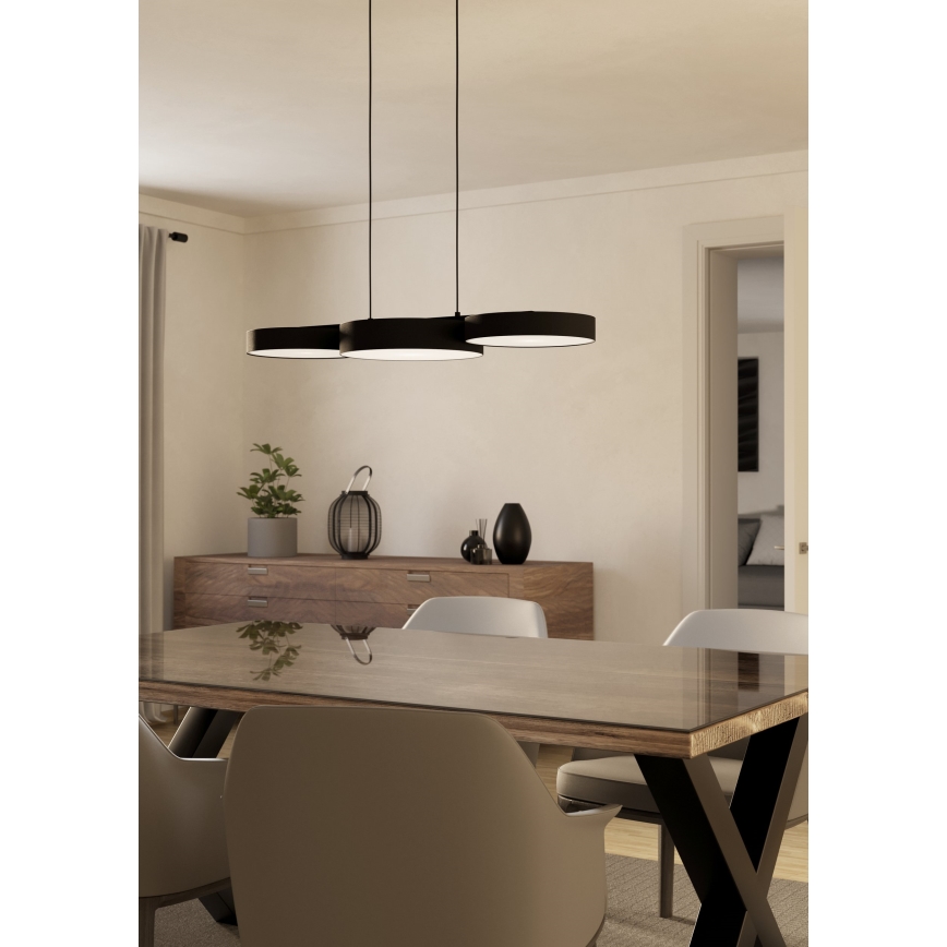 Eglo - LED RGBW Ljusreglerad ljuskrona på textilsladd 3xLED/7,5W/230V 2700-6500K svart
