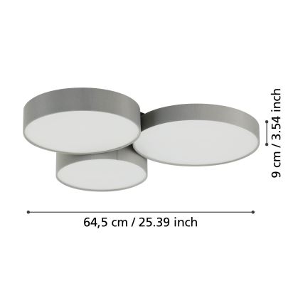Eglo - LED RGBW Dimbar taklampa 3xLED/7,5W/230V 2700-6500K grå