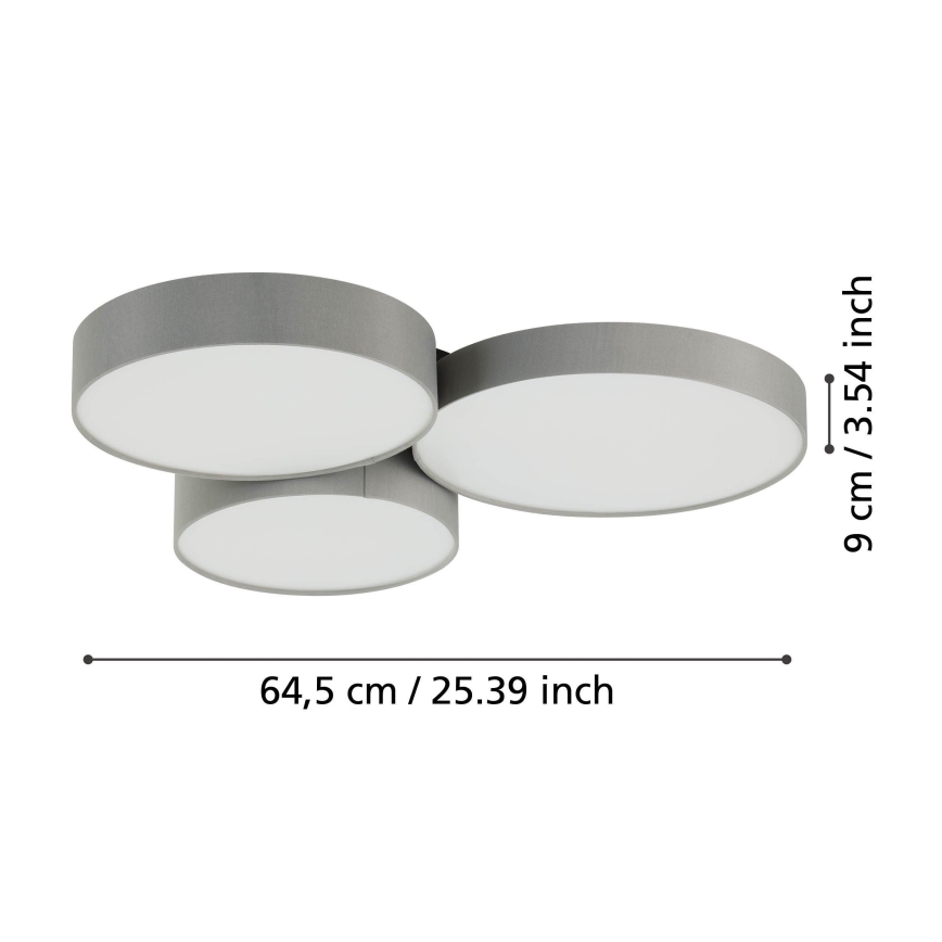Eglo - LED RGBW Dimbar taklampa 3xLED/7,5W/230V 2700-6500K grå