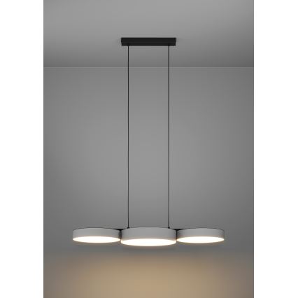 Eglo - LED RGBW Ljusreglerad ljuskrona på textilsladd 3xLED/7,5W/230V 2700-6500K grå