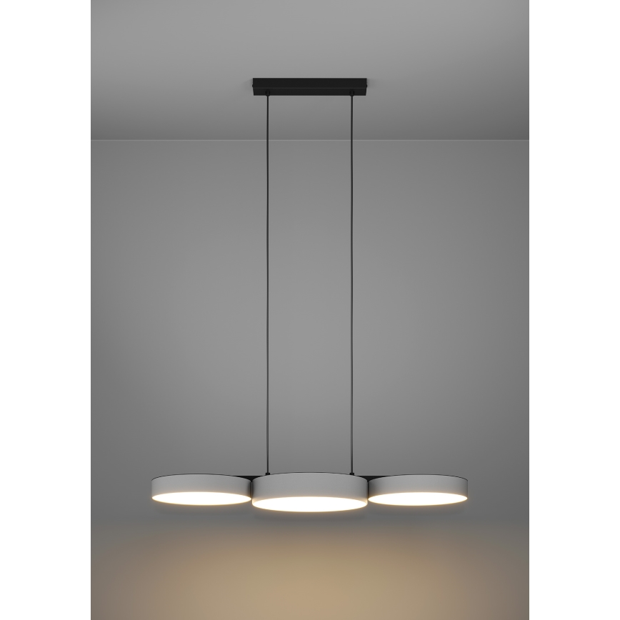 Eglo - LED RGBW Ljusreglerad ljuskrona på textilsladd 3xLED/7,5W/230V 2700-6500K grå