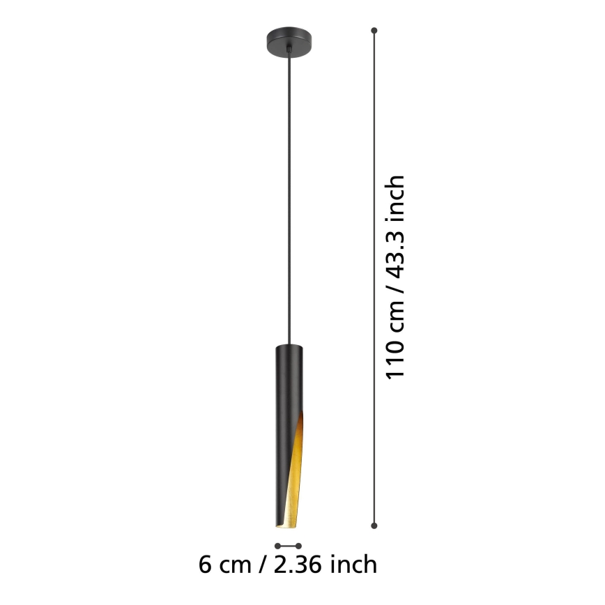 Eglo - LED ljuskrona med textilsladd 1xGU10/4,5W/230V svart/guld