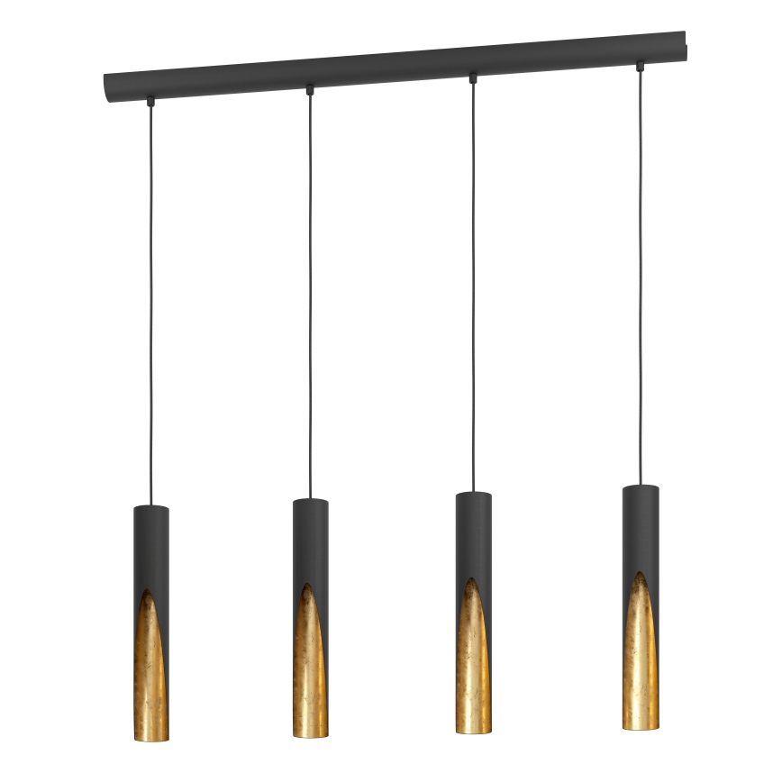 Eglo - LED ljuskrona med textilsladd 4xGU10/4,5W/230V svart/guld