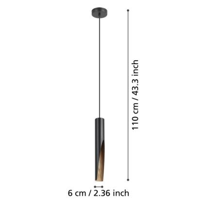 Eglo - LED ljuskrona med textilsladd 1xGU10/4,5W/230V svart/brun
