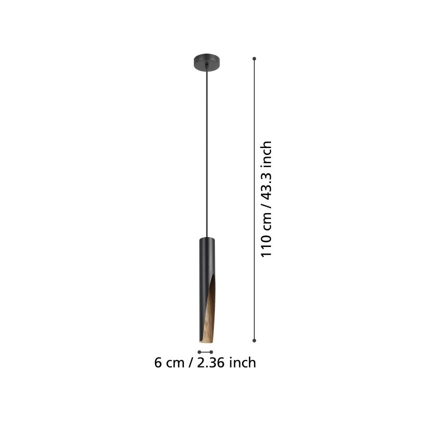 Eglo - LED ljuskrona med textilsladd 1xGU10/4,5W/230V svart/brun