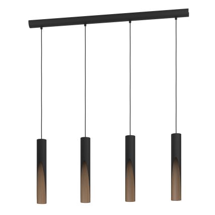 Eglo - LED ljuskrona med textilsladd 4xGU10/4,5W/230V svart/brun
