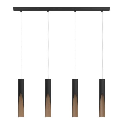 Eglo - LED ljuskrona med textilsladd 4xGU10/4,5W/230V svart/brun